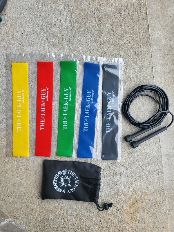 TheTaekGuy Resistance Loop Bands -  Carry Bag, Set of 5 Pieces, Multicolor and Jumping rope