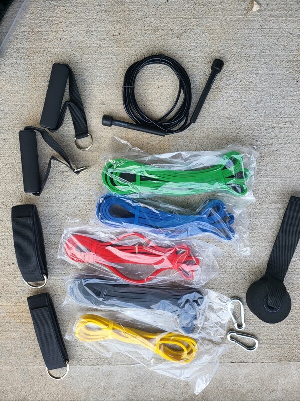 5 Packs Pull Up Assist Bands, Pull Up Straps, Resistance Bands with Door Anchor and Jumping rope