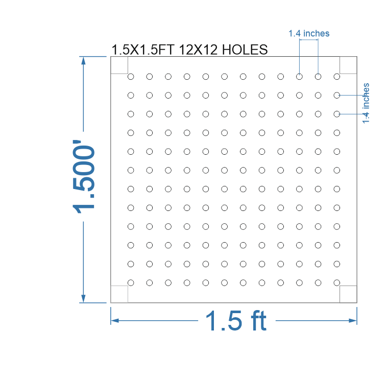 SCR70 1.5X1.5 FEET 12X12 HOLES SCREEN TOTAL HOLES=144