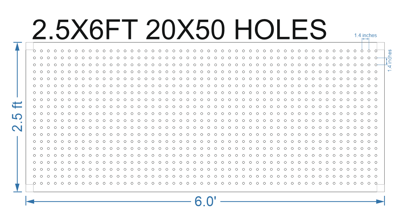 SCR282 2.5X6 FEET 20X50 HOLES SCREEN TOTAL HOLES=1000