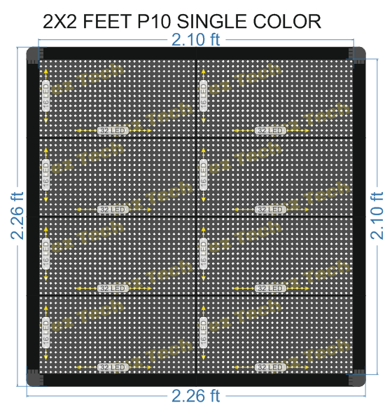 2X2 FEET P10 SINGLE COLOR