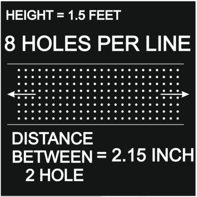 1.5 FEET__ 8 HOLES PER LINE