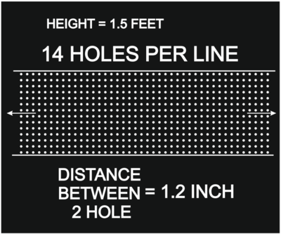 1.5 FEET___ 14 HOLES PER LINE