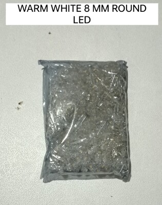 (LD7) WARM WHITE 8 MM ROUND LED  ( PACK OF 500 )