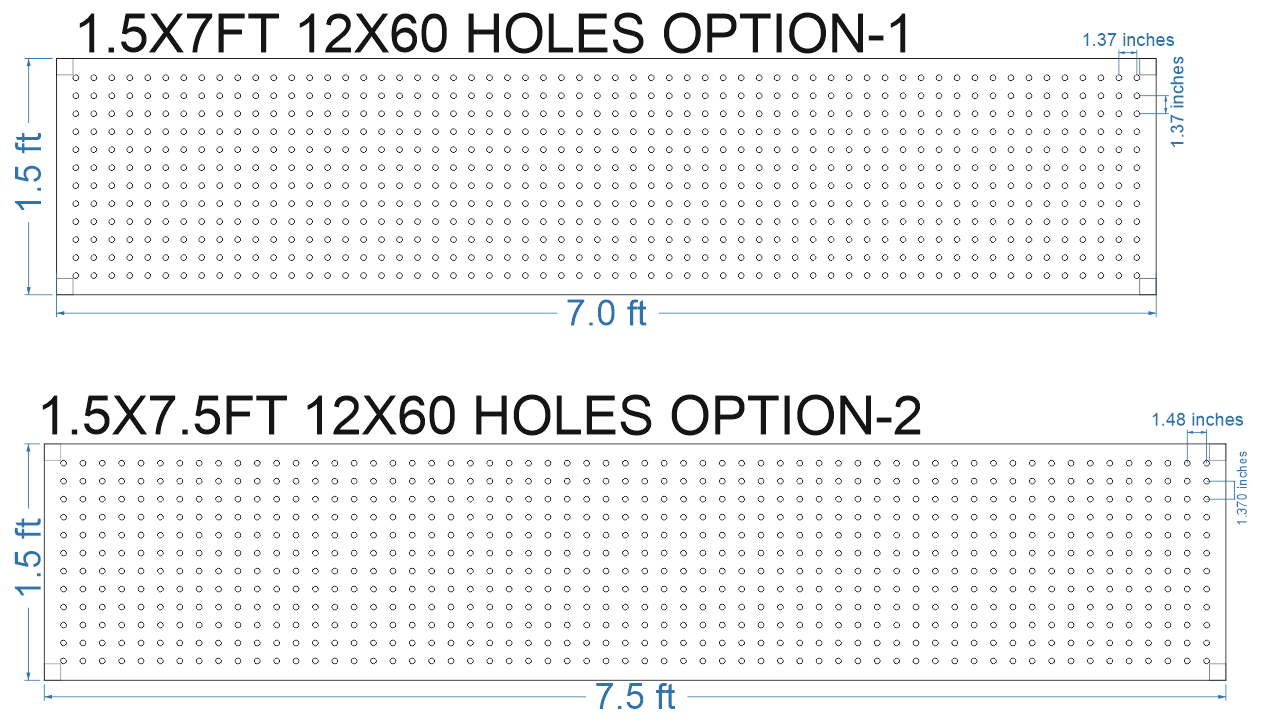SCR74 1.5X7.5 FEET 12X60 HOLES SCREEN TOTAL HOLES=720