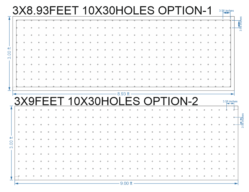 SCR404	 3X9 FEET 10X30 HOLES SCREEN TOTAL HOLES=300
