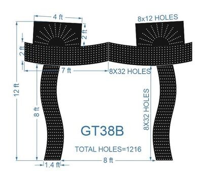 GT38B - GATE38B 1216 HOLES , 1.4 FT PILLAR , 8 LED PER LINE