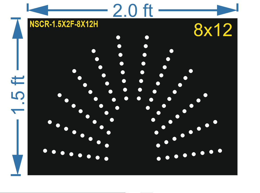 HCR44	1.5X2 FEET 8X12 HOLES HALF CIRCLE TOTAL HOLES=96 SUN