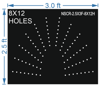 HCR50	2.5X3 FEET 8X12 HOLES HALF CIRCLE TOTAL HOLES=96 SUN