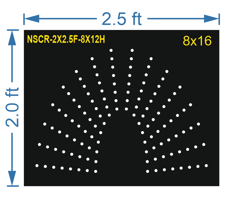 HCR46	2X2.5 FEET 8X16 HOLES HALF CIRCLE TOTAL HOLES=128 SUN
