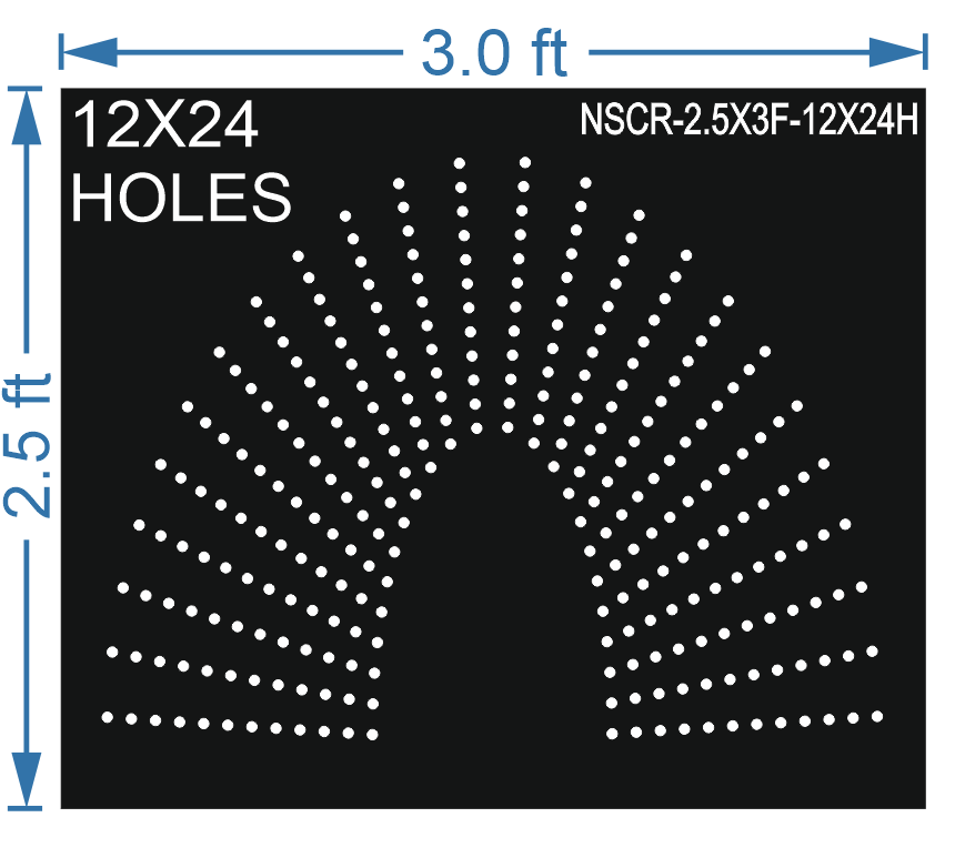 HCR53	2.5X3 FEET 12X24 HOLES HALF CIRCLE TOTAL HOLES=288 SUN