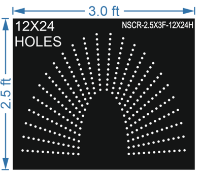HCR53	2.5X3 FEET 12X24 HOLES HALF CIRCLE TOTAL HOLES=288 SUN