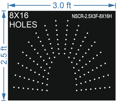 HCR55	2.5X3 FEET 8X16 HOLES HALF CIRCLE TOTAL HOLES=128 SUN