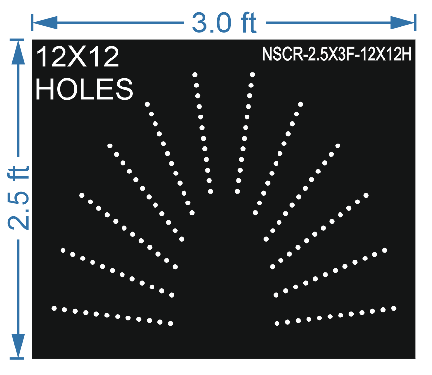 HCR52	2.5X3 FEET 12X12 HOLES HALF CIRCLE TOTAL HOLES=144 SUN