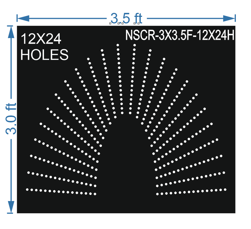 HCR63	3X3.5 FEET 12X24 HOLES HALF CIRCLE TOTAL HOLES=288 SUN
