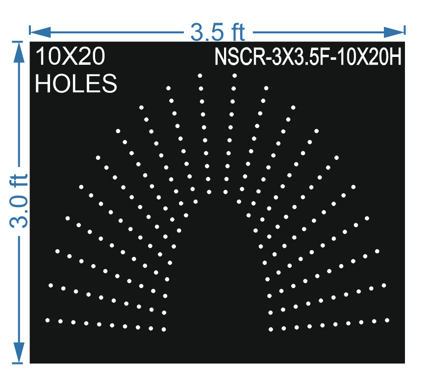 HCR64	3X3.5 FEET 10X20 HOLES HALF CIRCLE TOTAL HOLES=200 SUN