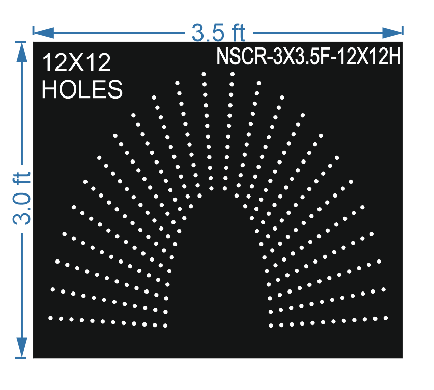 HCR60	3X3.5 FEET 12X12 HOLES HALF CIRCLE TOTAL HOLES=144 SUN