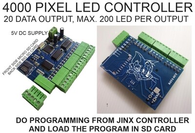 (LPC11) 4000 PIXEL LED MICRO SD CARD CONTROLLER 20 PORT (200 LED PER PORT) Parallel and Series