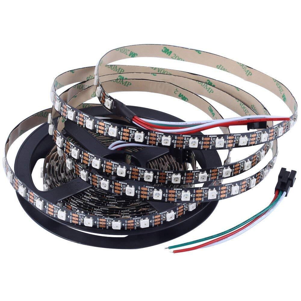 (ADST 1)WS2812B 5V RGB Addressable LED Strip – 60 LEDs per Meter – 5 Meter Roll – High Brightness Pixel Strip for Arduino, DIY, Home Decor (Non-Waterproof)