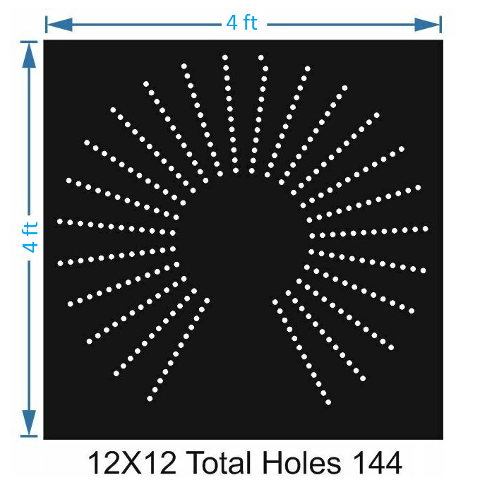 TFCR22	4X4 FEET 12X12 HOLES DEGREE CIRCLE TOTAL HOLES=144