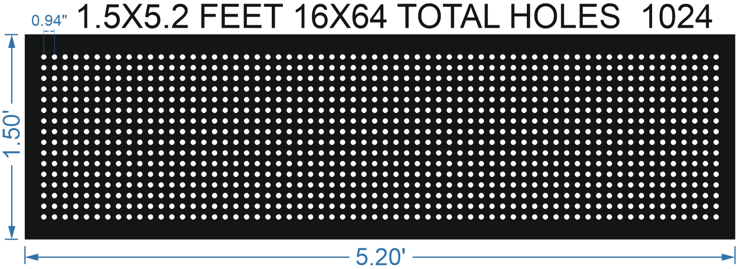 SCR345 1.5X5.2 FEET 16X64 HOLES SCREEN TOTAL HOLES=1024