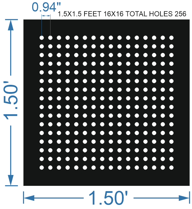 SCR342	1.5X1.5 FEET 16X16 HOLES SCREEN TOTAL HOLES=256