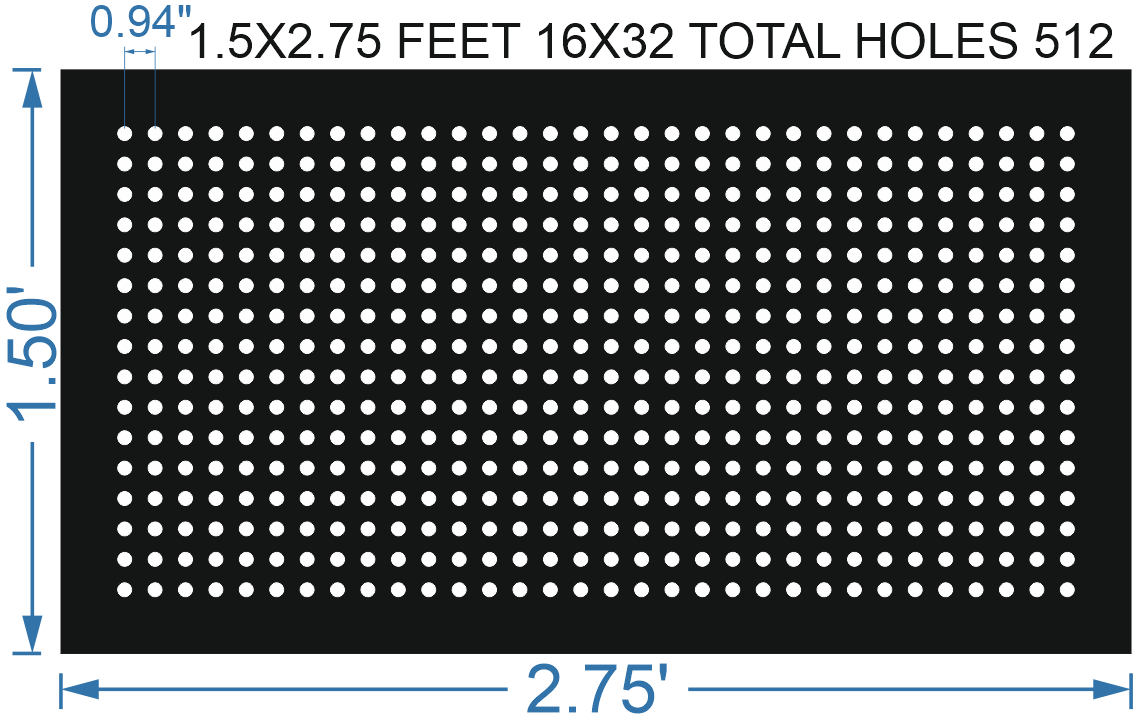 SCR343	1.5X2.75 FEET 16X32 HOLES SCREEN TOTAL HOLES=512