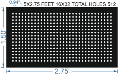 SCR343	1.5X2.75 FEET 16X32 HOLES SCREEN TOTAL HOLES=512