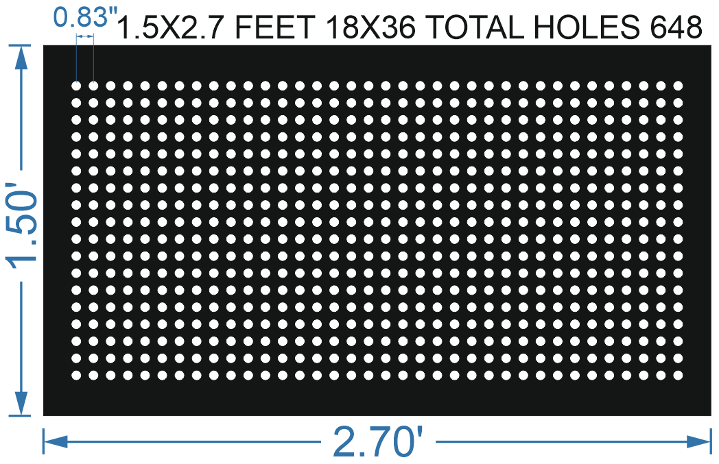 SCR347	1.5X2.7 FEET 18X36 HOLES SCREEN TOTAL HOLES=648