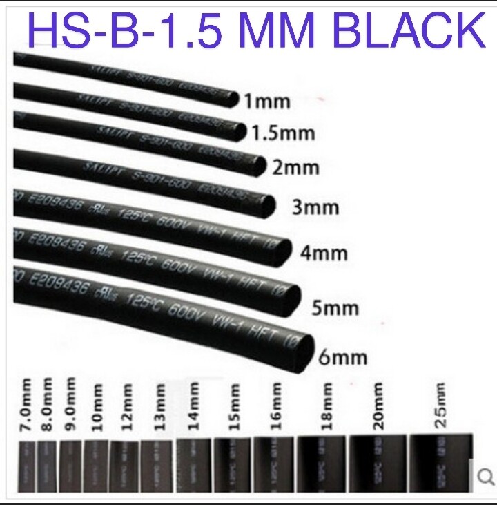 (HS20) HS-B- 1.5 MM  BLACK 10 METER