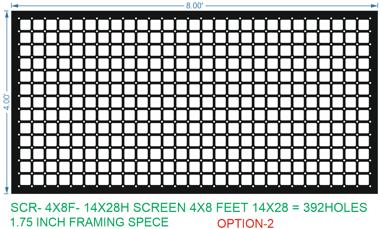 SCR184	4X8 FEET 14X28 HOLES SCREEN TOTAL HOLES=392