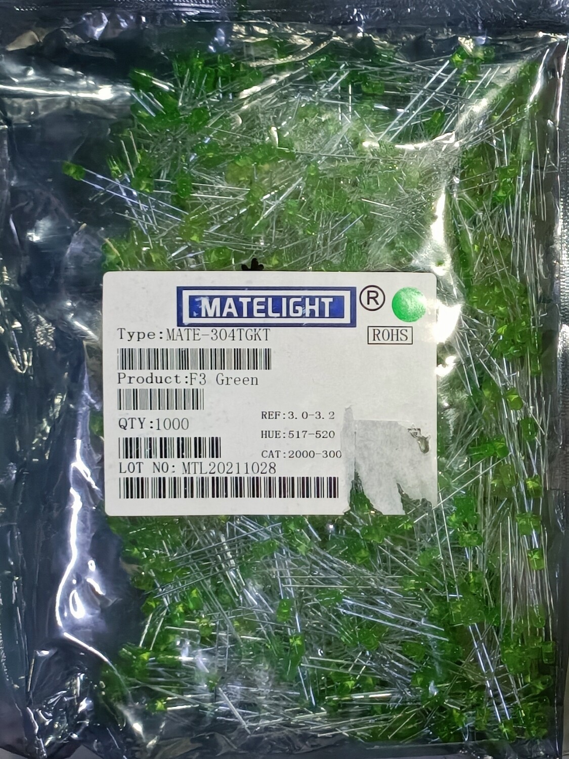 (LD37)  GREEN 3MM ROUND LED
