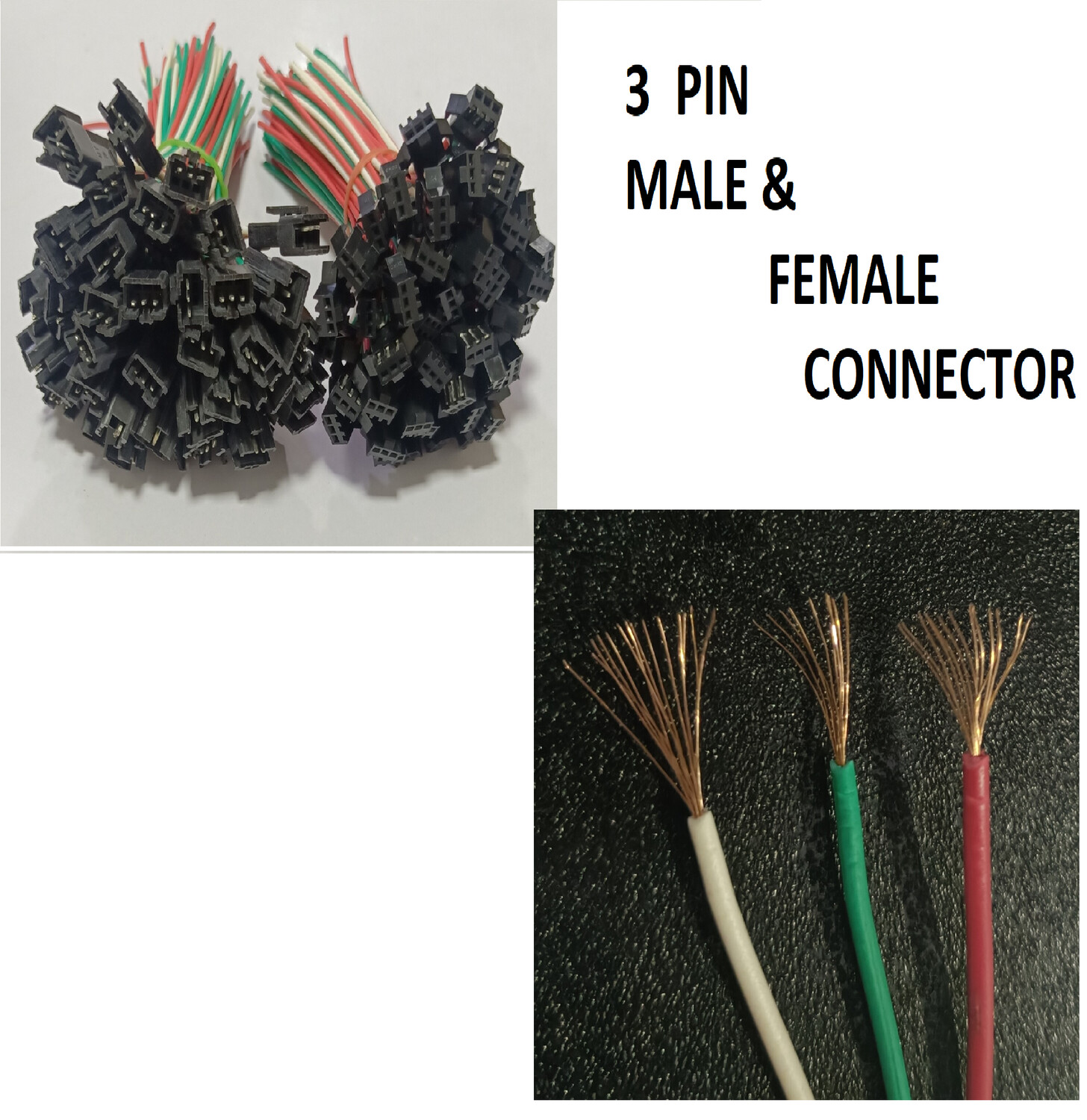 (RMCNN20) (RMCNN77) 3 Pin Male and Female Connector /copper wire  (50Pairs)