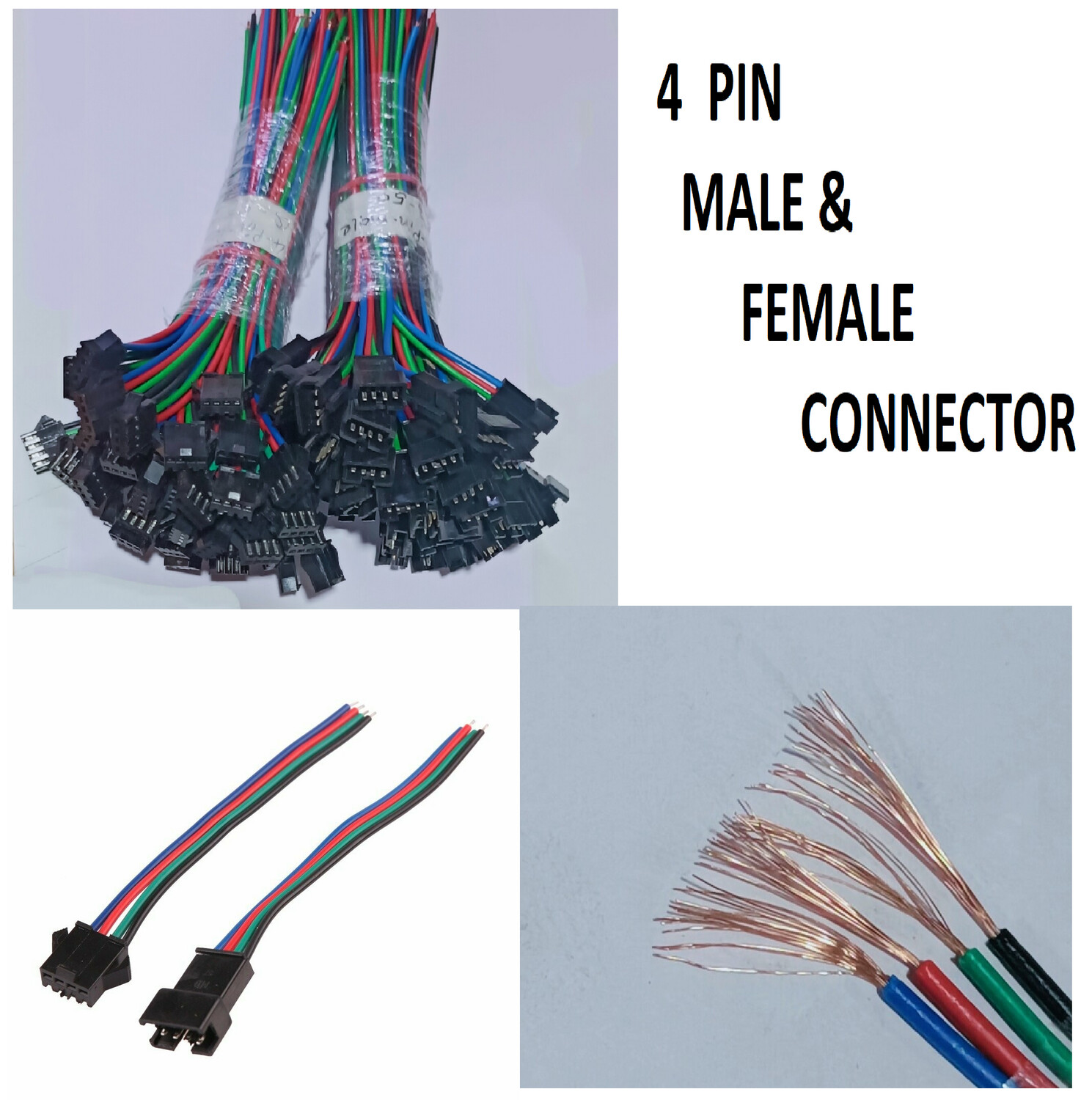 (RMCNN21) (RMCNN78) 4 Pin Male and Female Connector/copper wire  (50 Pairs)