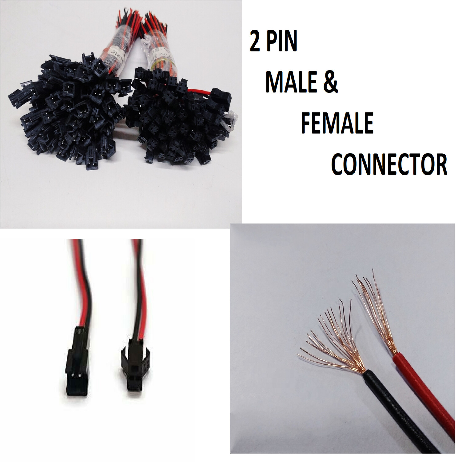 (RMCNN19) (RMCNN76) 2 Pin Male and Female Connector/copper wire  (50 Pairs)