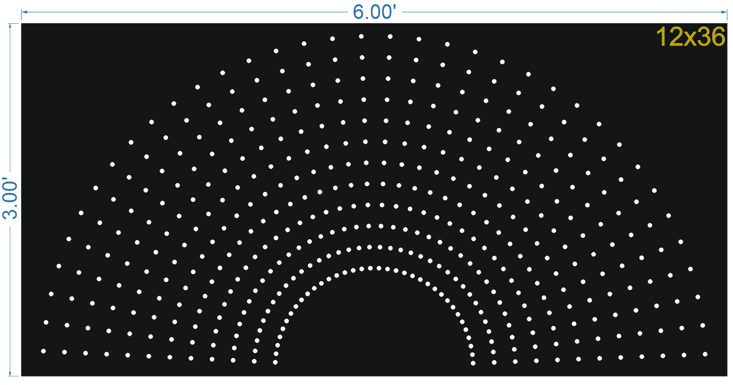 HCR75	3X6 FEET 12X36 HOLES HALF CIRCLE TOTAL HOLES=432
