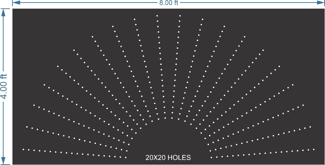 HCR38	4X8 FEET 20X20 HOLES HALF CIRCLE TOTAL HOLES=400