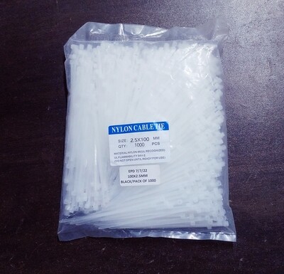  CBT3 WHITE CABLE TIE 100*2.5 PACK OF 1000