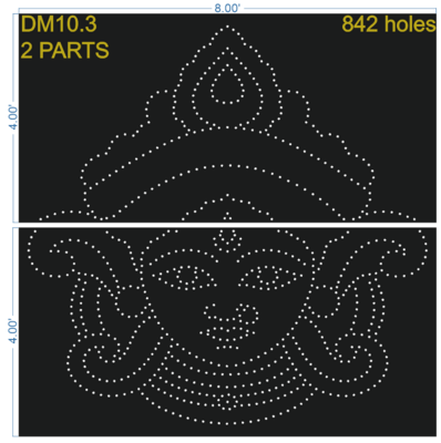 DM10.3 DURGA FACE DEVI MATA  2 PARTS 8X8 FEET 842 HOLES