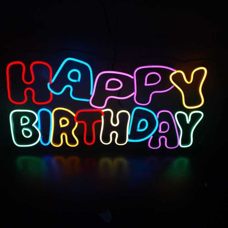 HAPPY BIRTHDAY 12X24 INCH NEON BOARD WITH ADAPTER