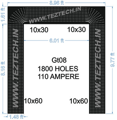 GT08 GATE 1800 HOLES , 1.48 FT PILLAR , 10 LED PER LINE