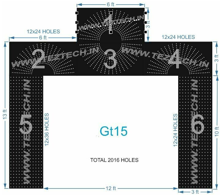 GT15 GATE15 2016 HOLES , 3 FT PILLAR , 12 LED PER LINE