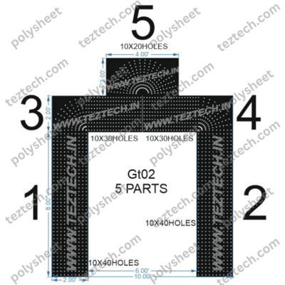 GT02 GATE 1600 HOLES , 2 FT PILLAR , 10 LED PER LINE