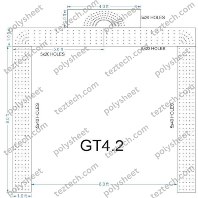 GT04.2 GATE 1000 HOLES , 1 FT PILLAR , 5 LED PER LINE