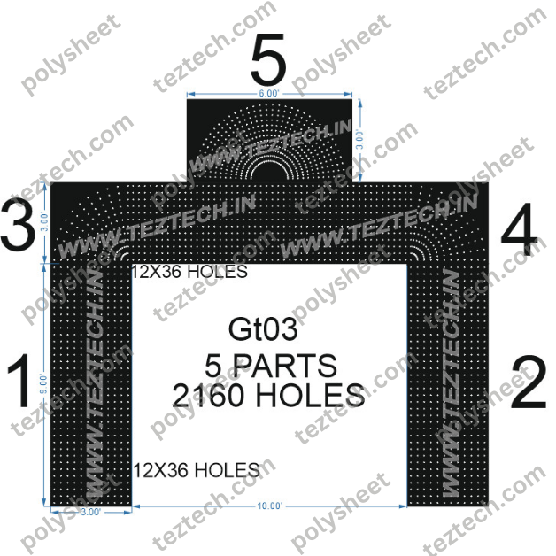 GT03 GATE 2160 HOLES , 3 FT PILLAR , 12 LED PER LINE