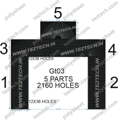 GT03 GATE 2160 HOLES , 3 FT PILLAR , 12 LED PER LINE