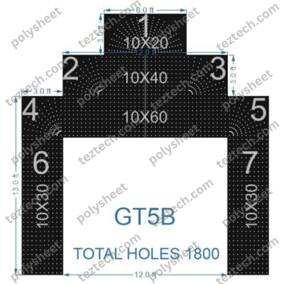 GT05B GATE5B 1800 HOLES , 3 FT PILLAR , 10 LED PER LINE