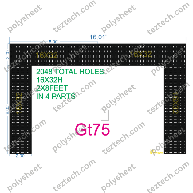 GT75 GATE 2048 HOLES 16 LED PER LINE