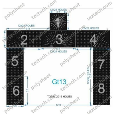 GT13 GATE13 2016 HOLES , 3 FT PILLAR , 12 LED PER LINE