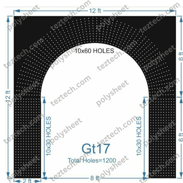 GT17 GATE17 1200 HOLES , 2 FT PILLAR , 10 LED PER LINE